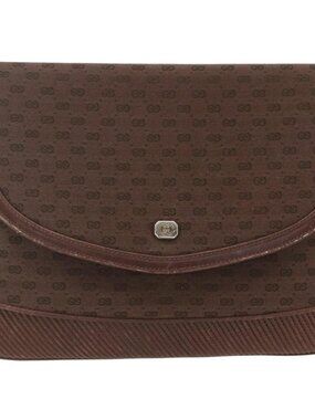 Authentic GUCCI Micro GG Canvas Shoulder Bag Brown Gold